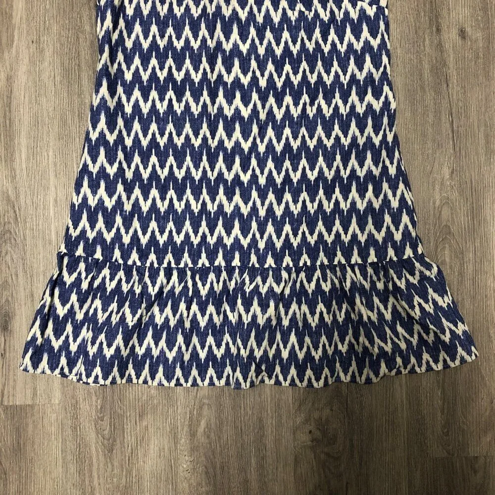 J.Crew Factory Linen Cotton Dress Sundress Women's Size Medium Blue White Ikat
